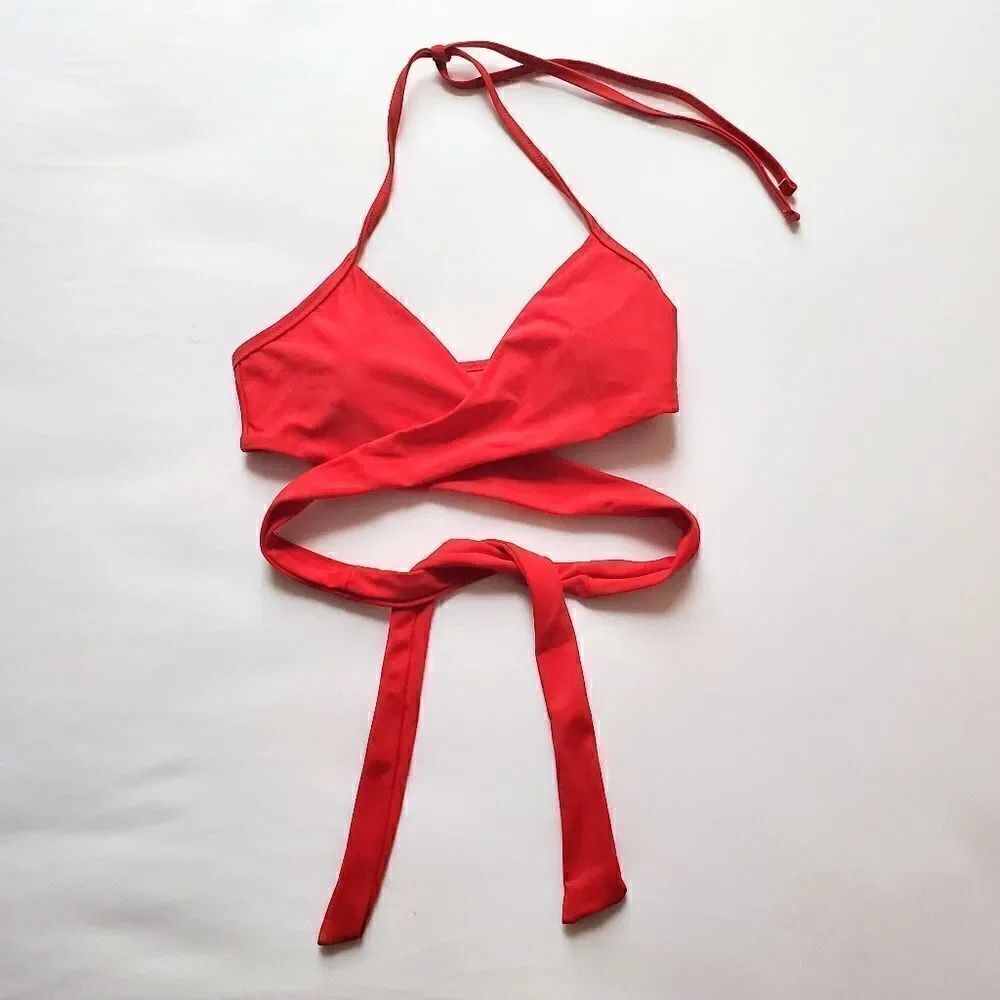 Aerie Red Wrap Around Bikini Top S